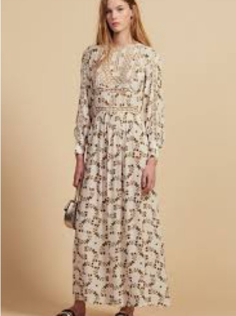 Sandro “Arnold “ White Maxi Dress with Floral Print